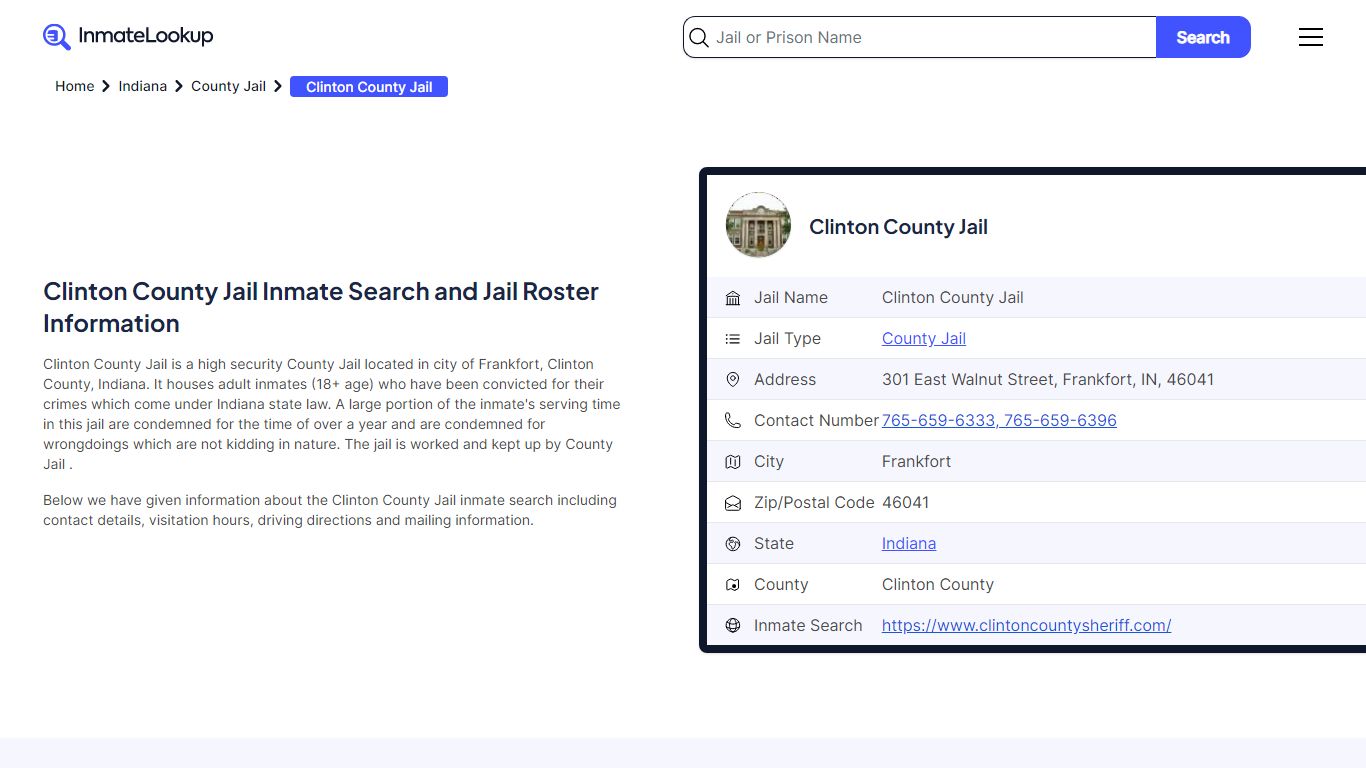 Clinton County Jail Inmate Search and Jail Roster Information