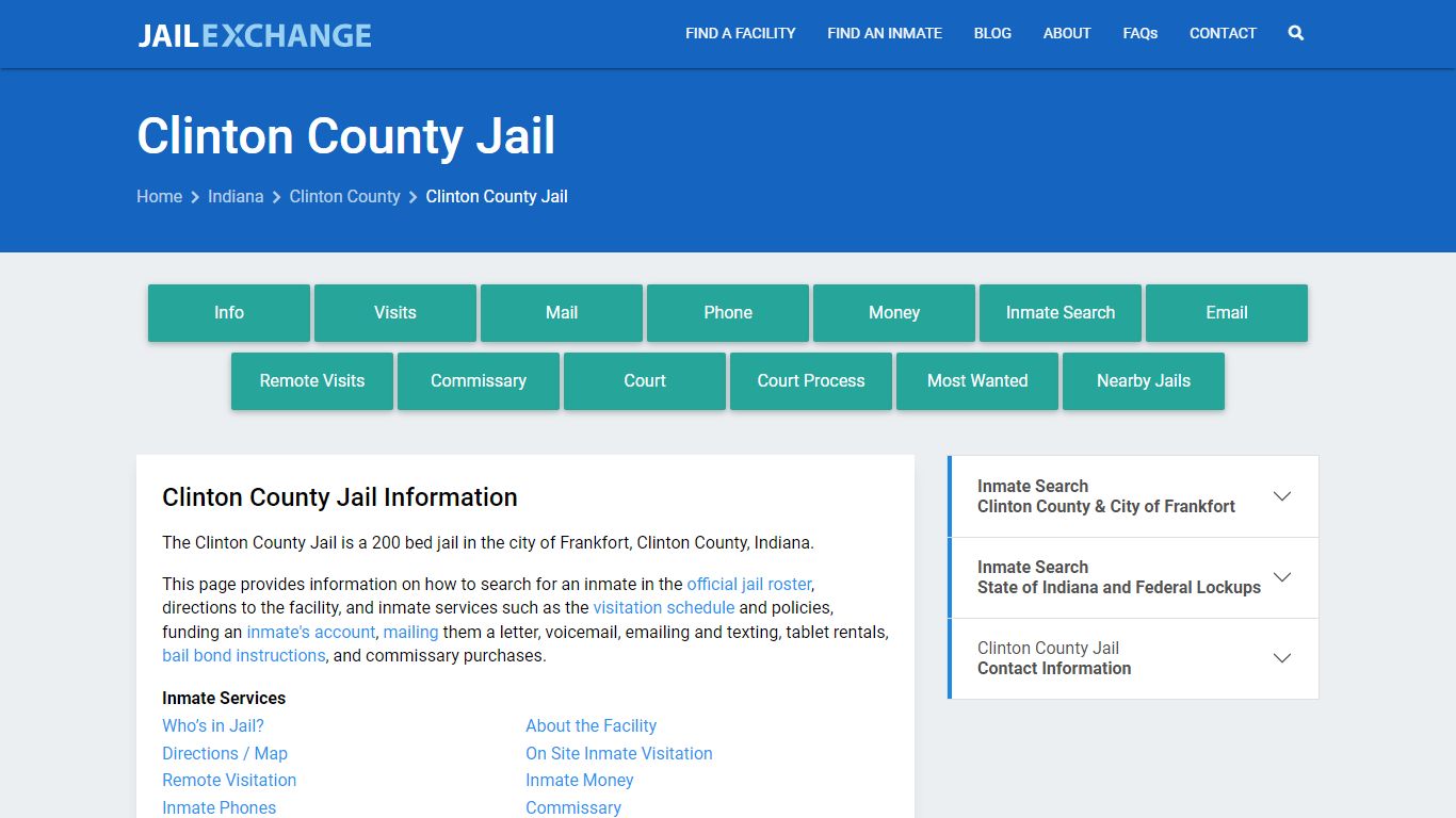 Clinton County Jail, IN Inmate Search, Information